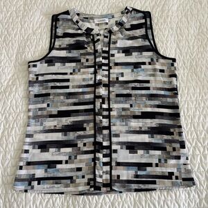 Calvin Klein Women's Sleeveless Top - Black, White, and Gray